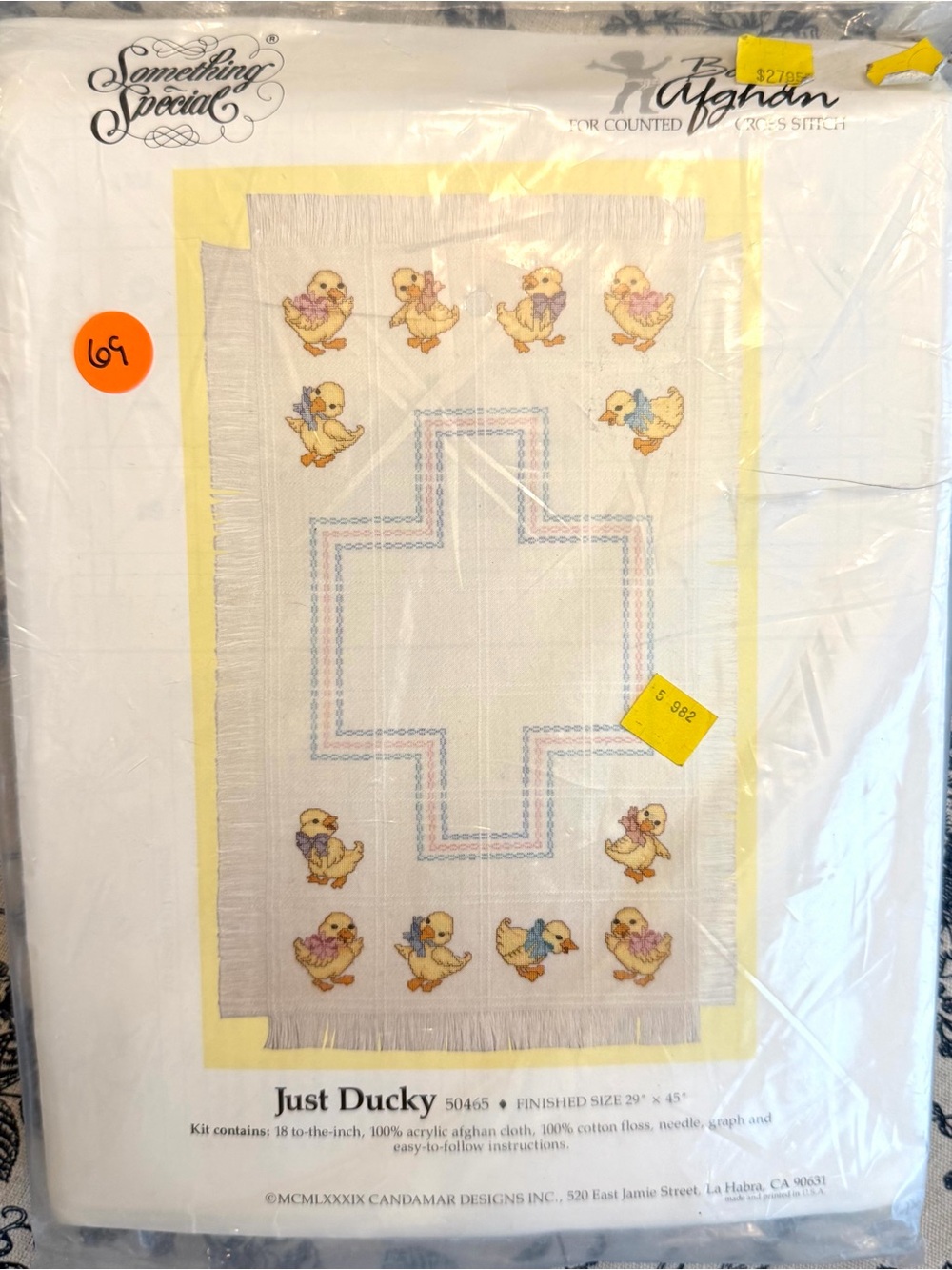 JUST DUCKY Baby Afghan Counted Cross Stitch Kit Candamar Something Special GIFT